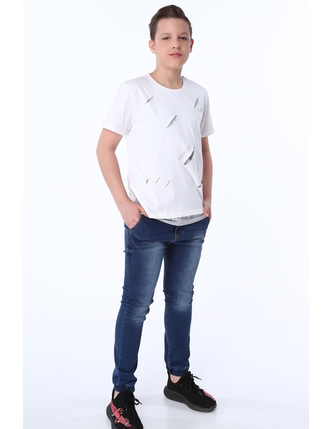 Boys\' jeans with abrasions NDZ215 - Online store - Boutique